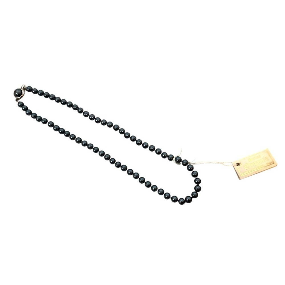 Vintage Spanish Mallorca Black Glass Pearl Necklace Original Tags